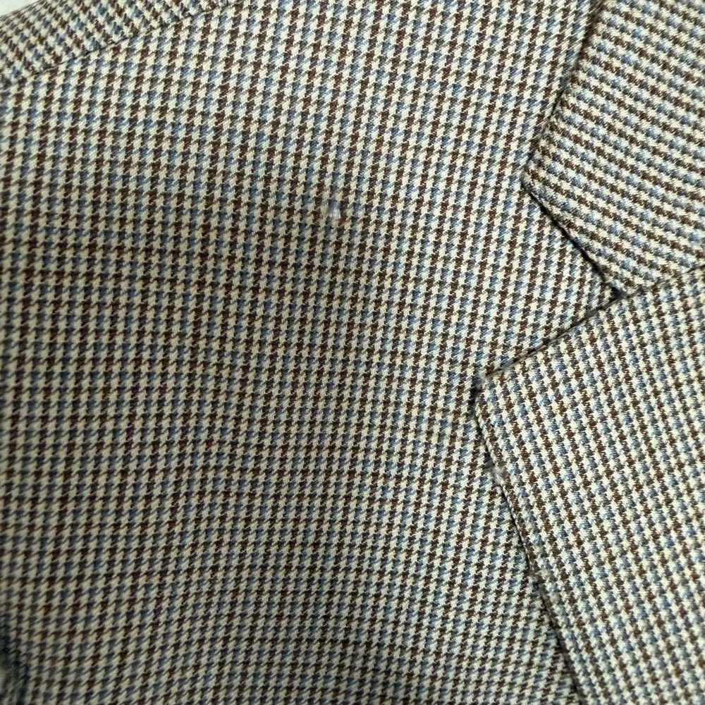 Peter‎ Millar 46R 100% Wool Houndstooth Sport Coat Blazer Brown Blue 2 Button